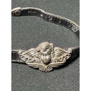 Vintage 1995 Early Brighton 07102 Cherub Angel Leather Bracelet Baroque Black